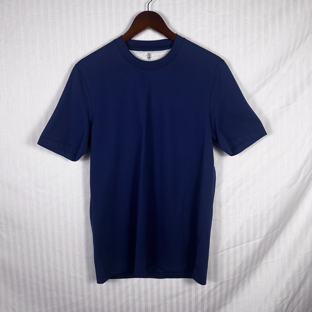 NWT Brunello Cucinelli Cotton Jersey Crew T-Shirt Blue Medium Regular Fit